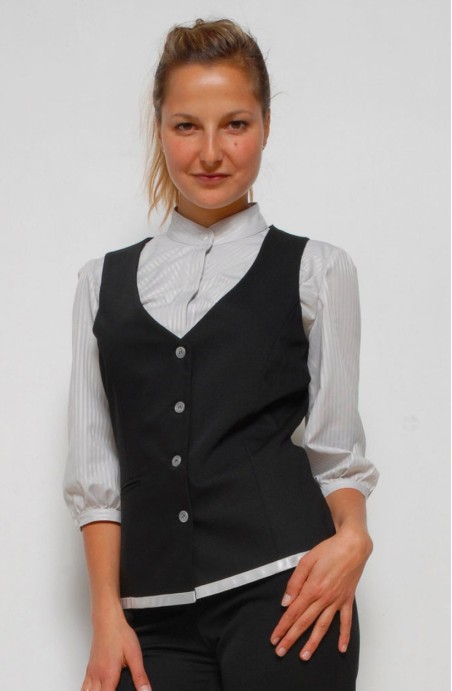 Gilet de service femme noir avec galon