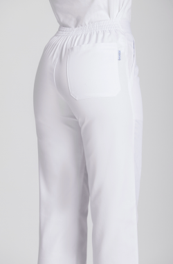 Pantalon d'aide soignante blanc à élastique Atos