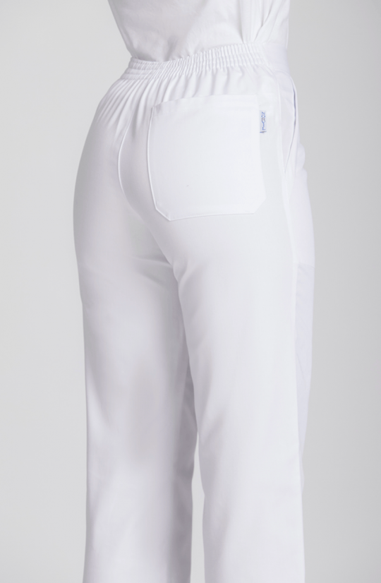 Pantalon d'aide soignante blanc à élastique Atos