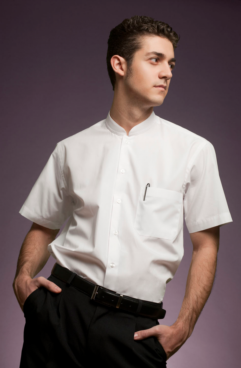 Chemisette professionnelle de restauration col mao Cholélia