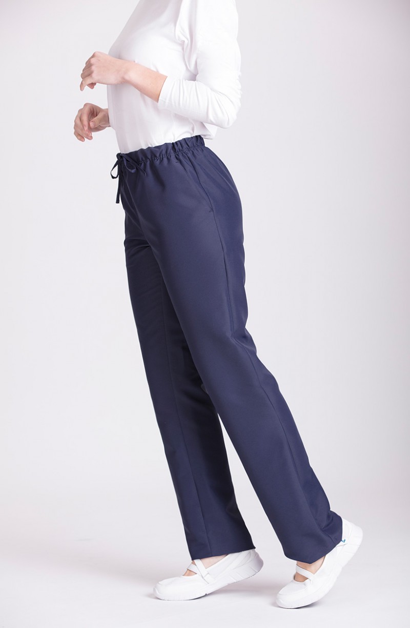 Pantalon femme de chambre à élastique marine