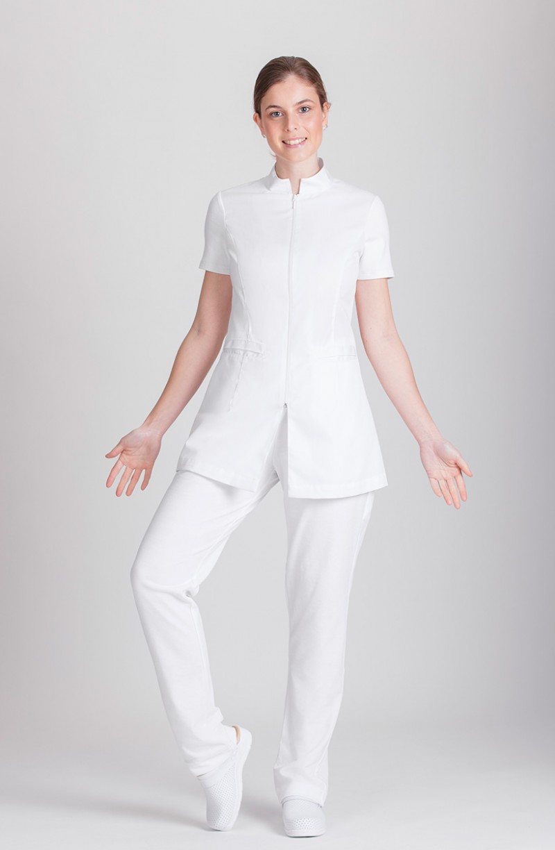 Tunique spa col mao blanche Anaya