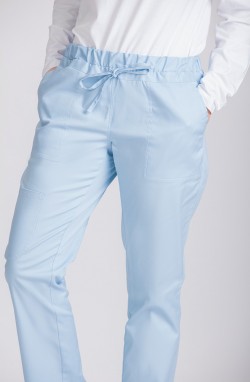 Pantalon femme à élastique bleu ciel