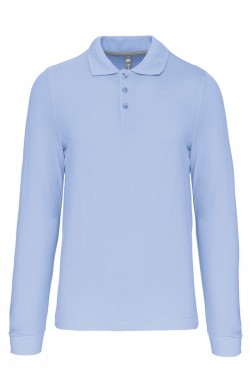 Polo homme manches longues Sky blue