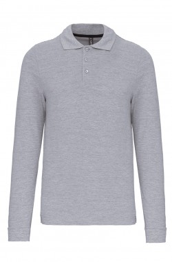 Polo homme manches longues Oxford grey