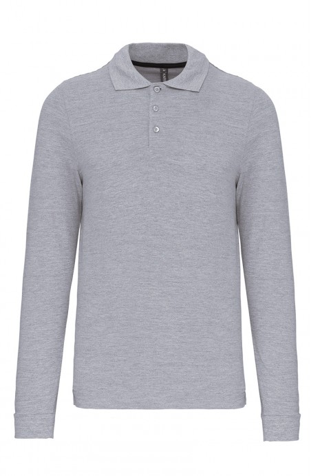 Polo homme manches longues Oxford grey