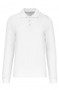 Polo homme manches longues blanc