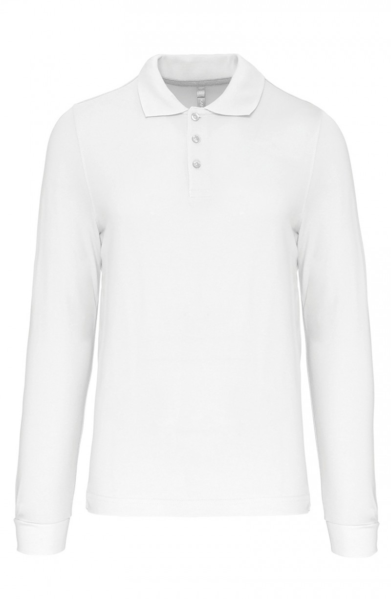 Polo homme manches longues blanc