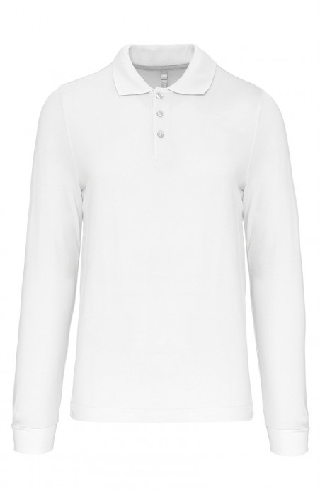 Polo homme manches longues blanc