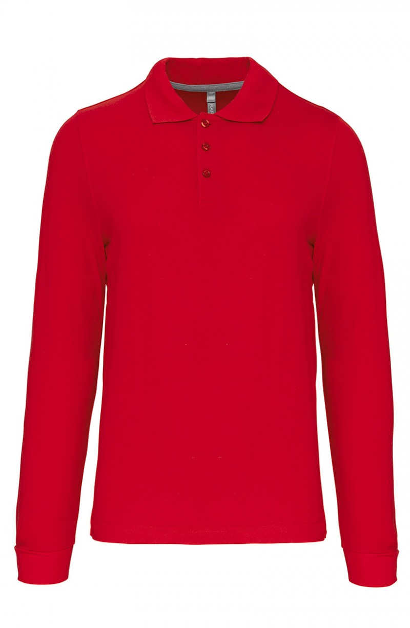 Polo homme manches longues red