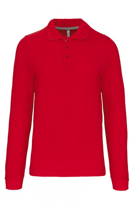 Polo homme manches longues red