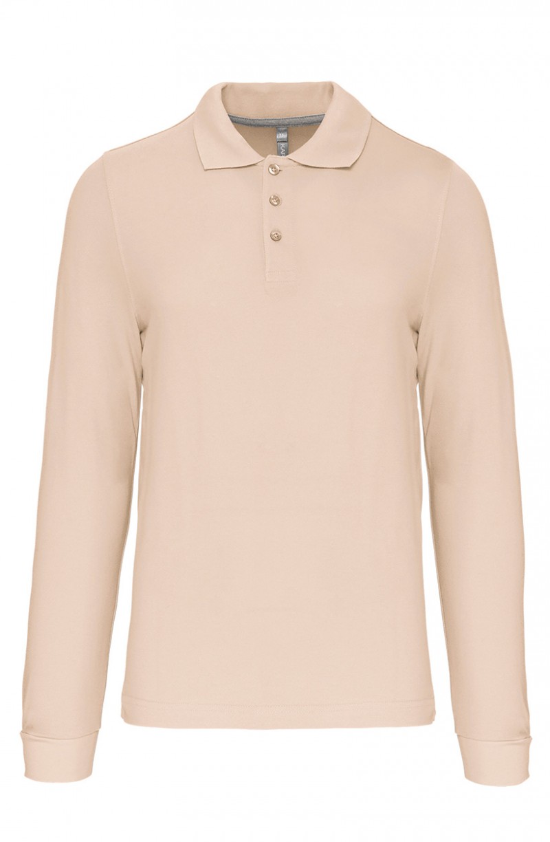 Polo homme manches longues light sand
