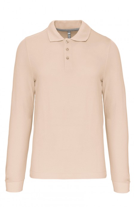 Polo homme manches longues light sand
