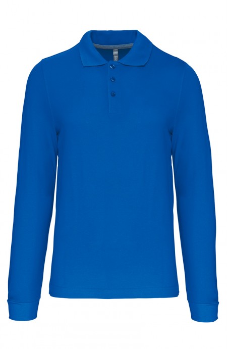 Polo homme manches longues tropical blue