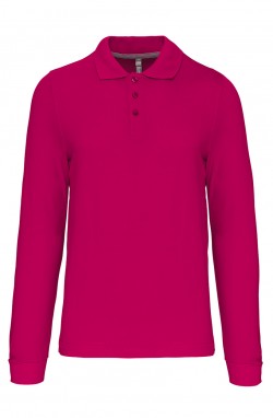 Polo homme manches longues fuchsia