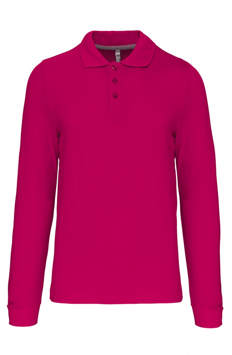 Polo homme manches longues fuchsia