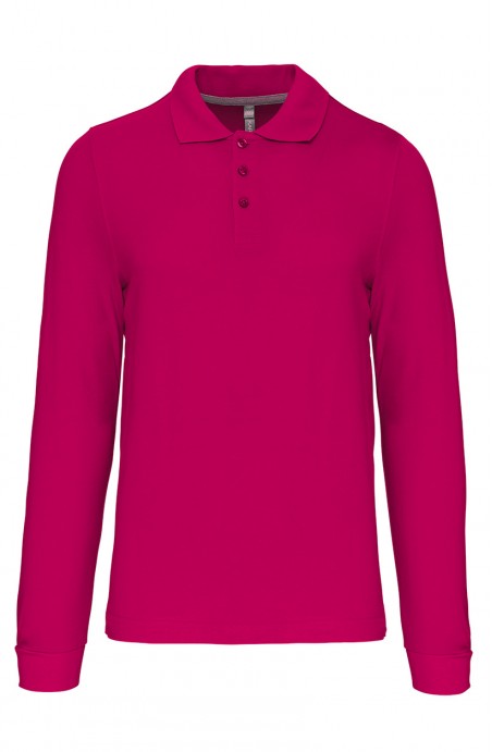 Polo homme manches longues fuchsia