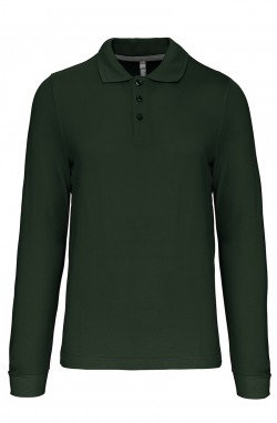 Polo homme manches longues Forest green