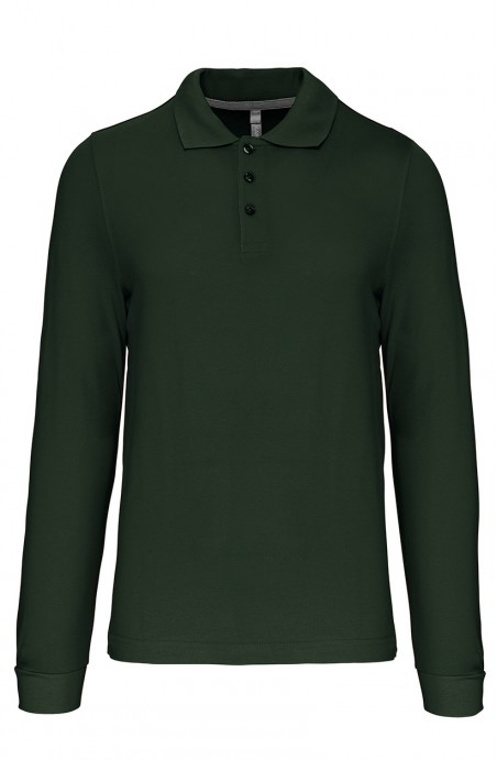 Polo homme manches longues Forest green