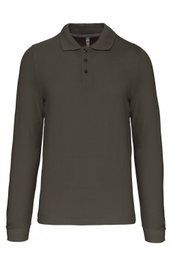 Polo homme manches longues dark kakhi