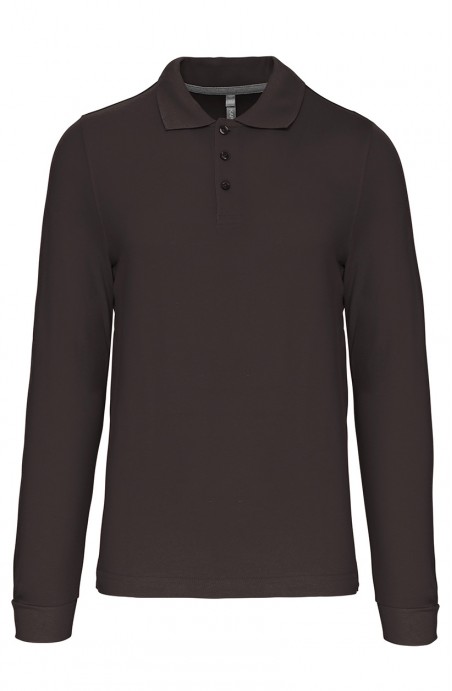 Polo homme manches longues dark grey