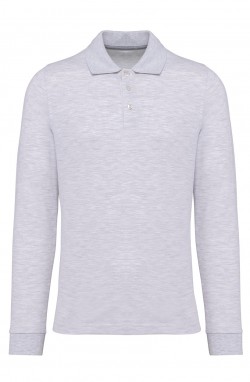 Polo homme manches longues ash grey