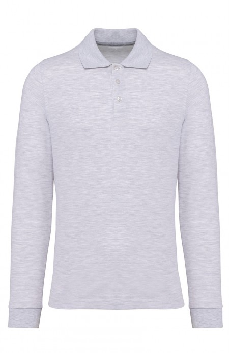 Polo homme manches longues ash grey