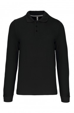 Polo homme manches longues noir