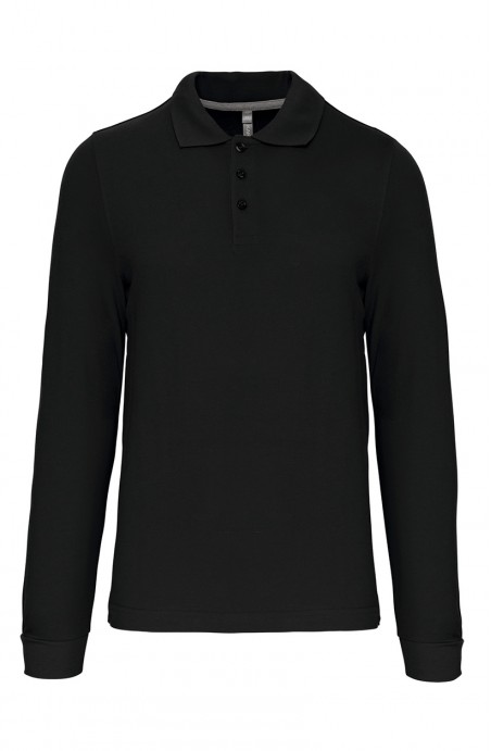 Polo homme manches longues noir