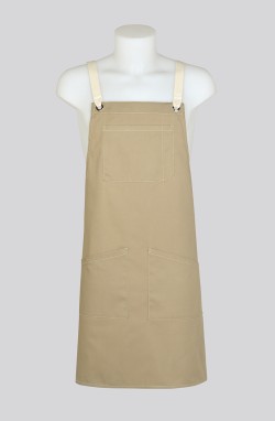 Tablier à bavette beige naturel