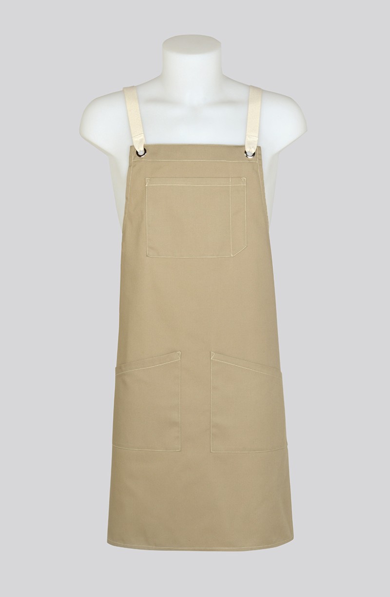 Tablier à bavette beige naturel