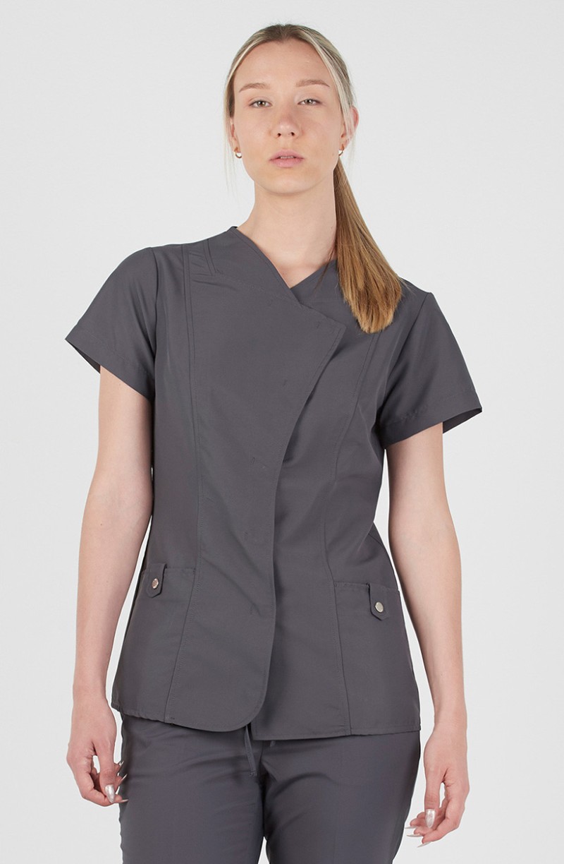 Tunique d'aide soignante antibactérienne grise