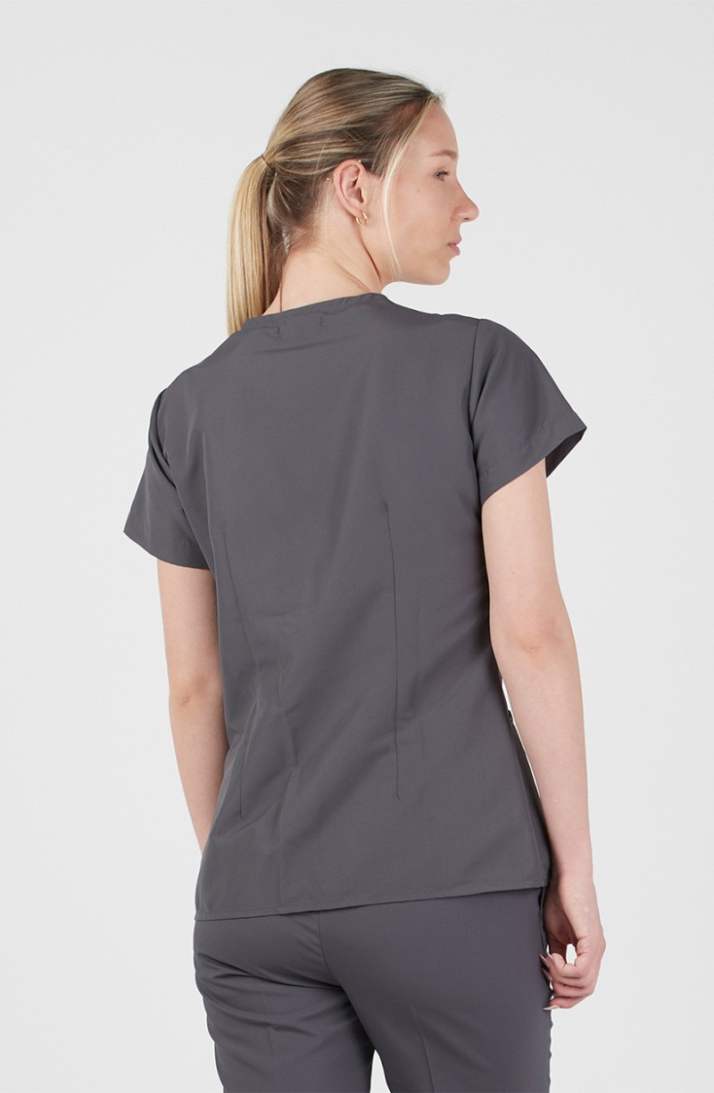 Tunique d'aide soignante antibactérienne grise