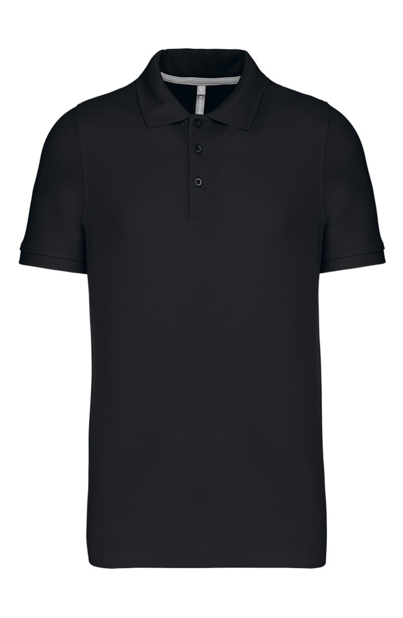 Polo homme noir manches courtes en coton