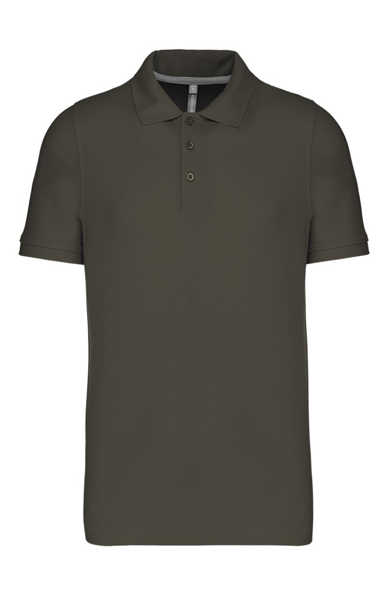 Polo de serveur manches courtes en coton kaki