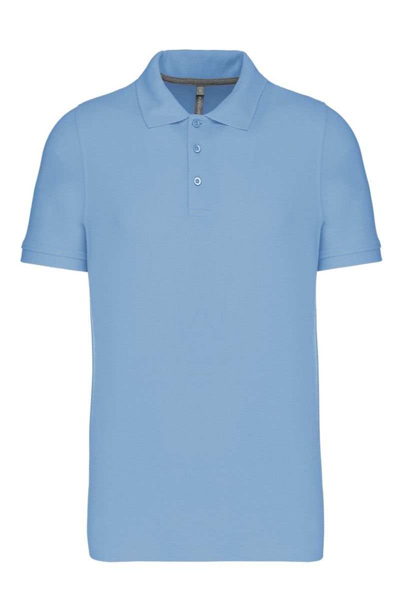 Polo de serveur manches courtes en coton bleu ciel