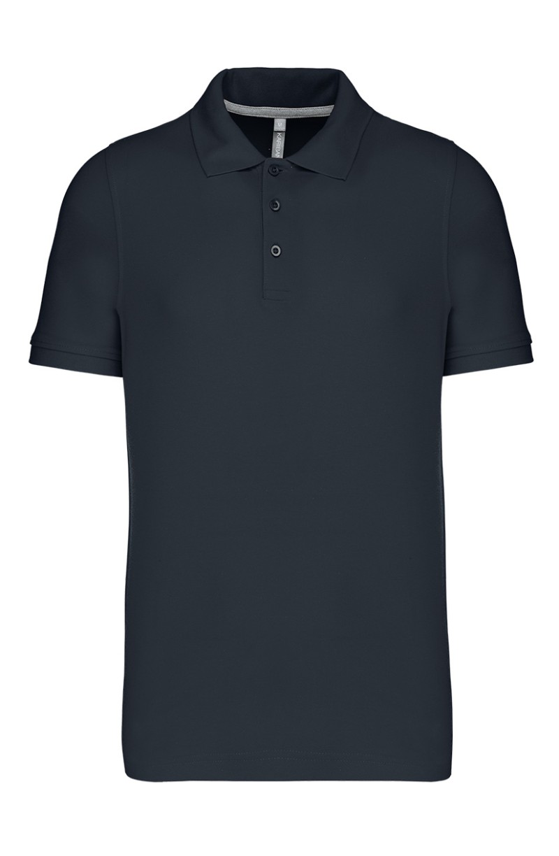 Polo de serveur manches courtes en coton bleu marine