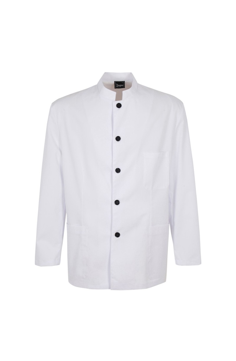 Veste de barman blanche col mao
