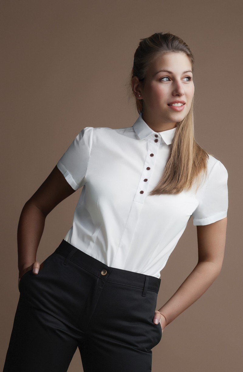 Chemisier LYDIA à petit col coupe cintrée patte polo