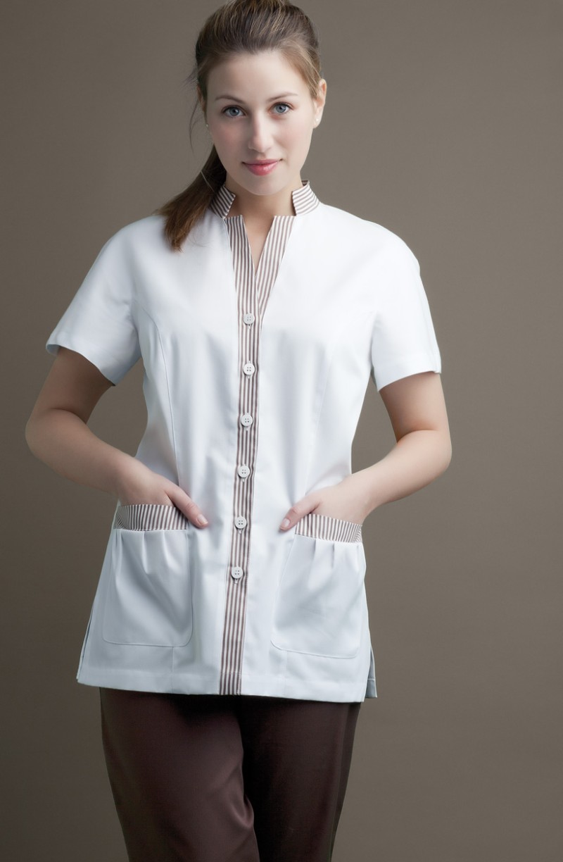 Tunique de femme de chambre ALIZEE bicolore à manches raglan